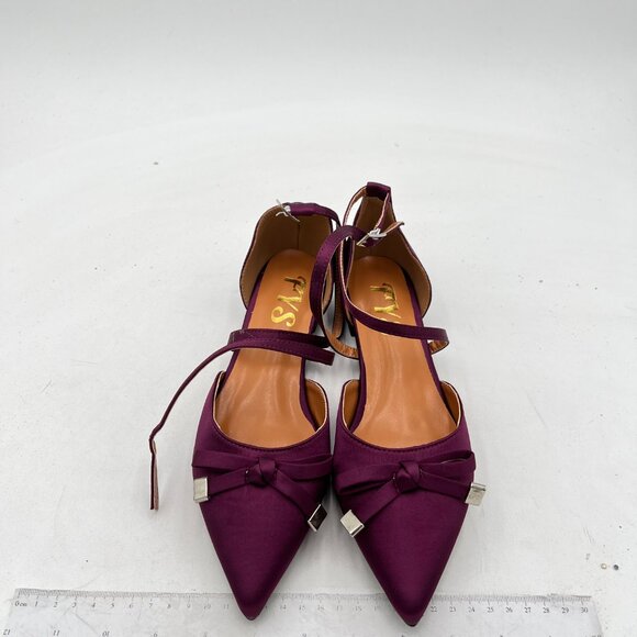 FYS Women Bowtie Pointed Toe D'Orsays Cross Ankle Strap Ballet Flats Low Heel - Picture 2 of 7